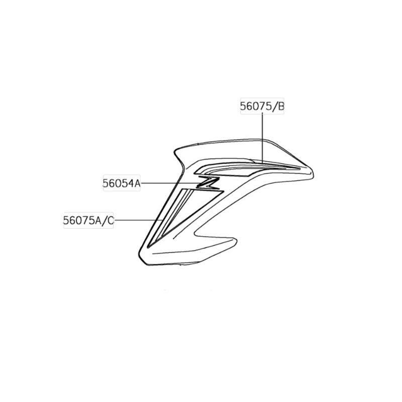 Комплект наклеек левой облицовки Kawasaki Z900 2017 2018 2019