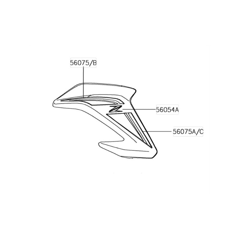 Комплект наклеек правой облицовки Kawasaki Z900 2017 2018 2019