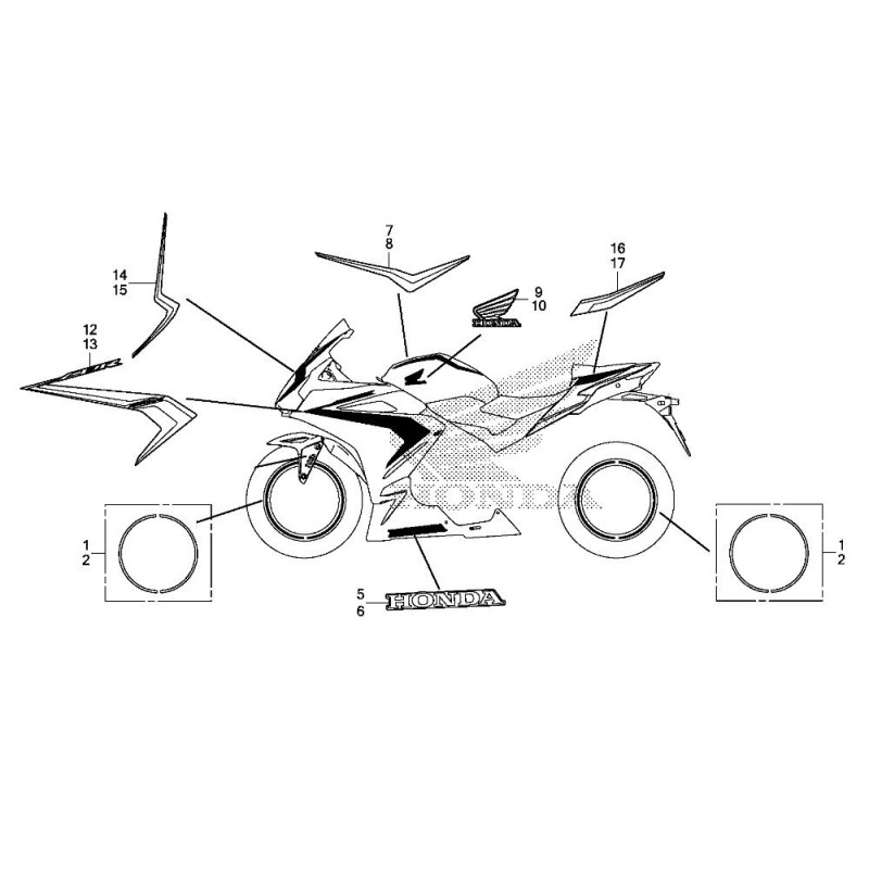 Наклейка левого верхнего переднего обтекателя Honda CBR500R 2019 2020 2021