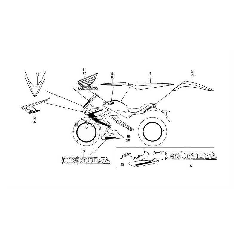 Комплект наклеек Honda CBR650R Red 2019