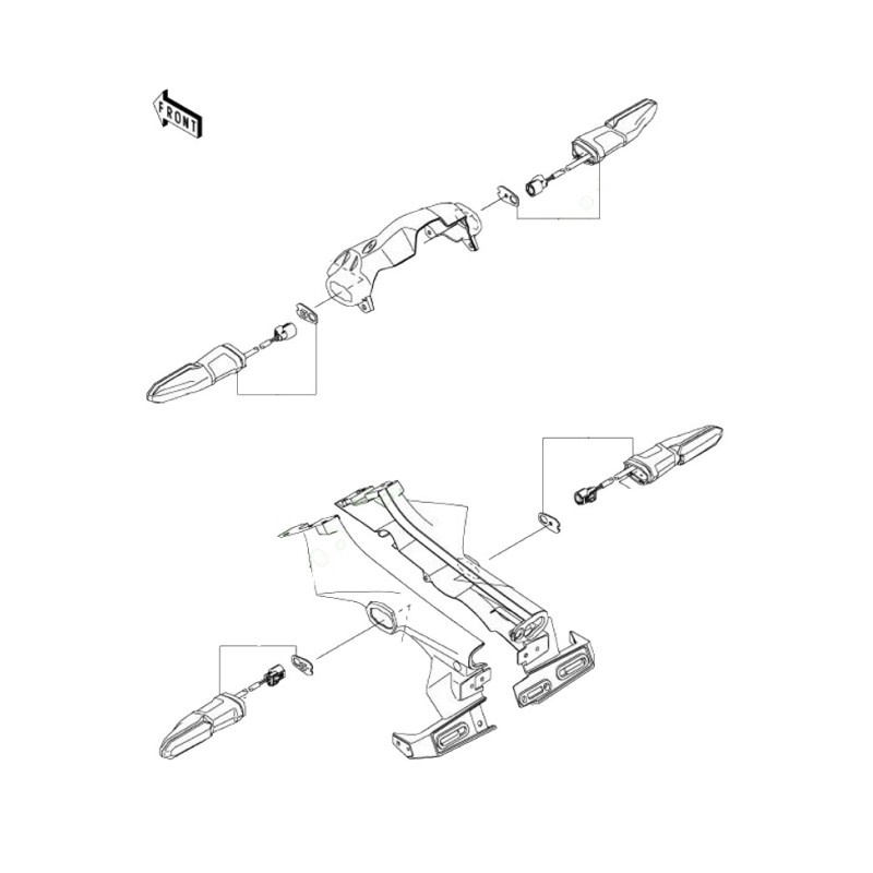 Правый передний указатель поворота Kawasaki Z900 2020 2021 2022 2023