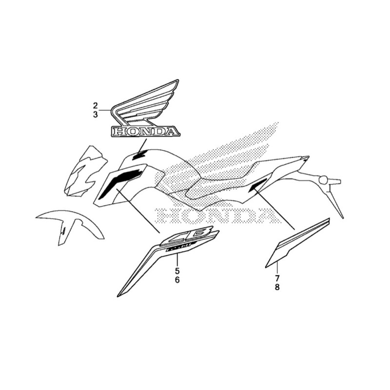 Декоративная полоса левой боковой панели Honda CB650F 2017 2018