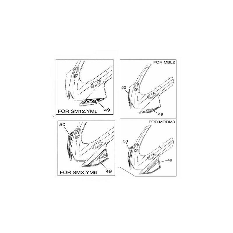 Комплект наклеек переднего обтекателя Yamaha YZF R15 2017 2018 2019 2020
