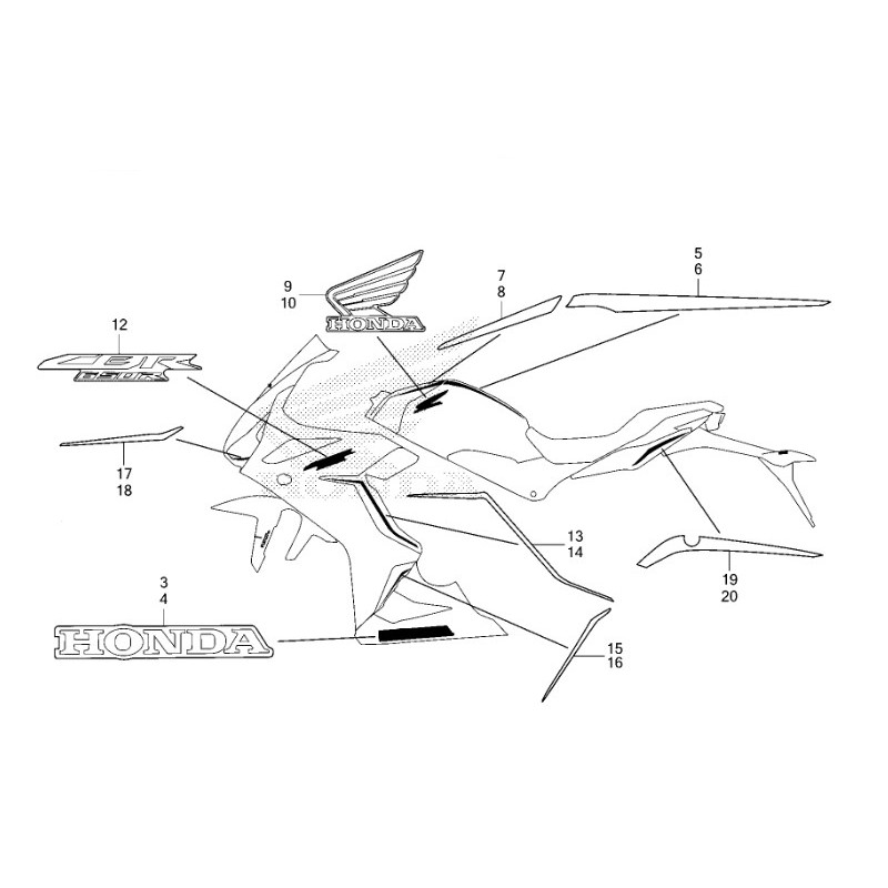 Комплект наклеек Honda CBR650R Black 2021