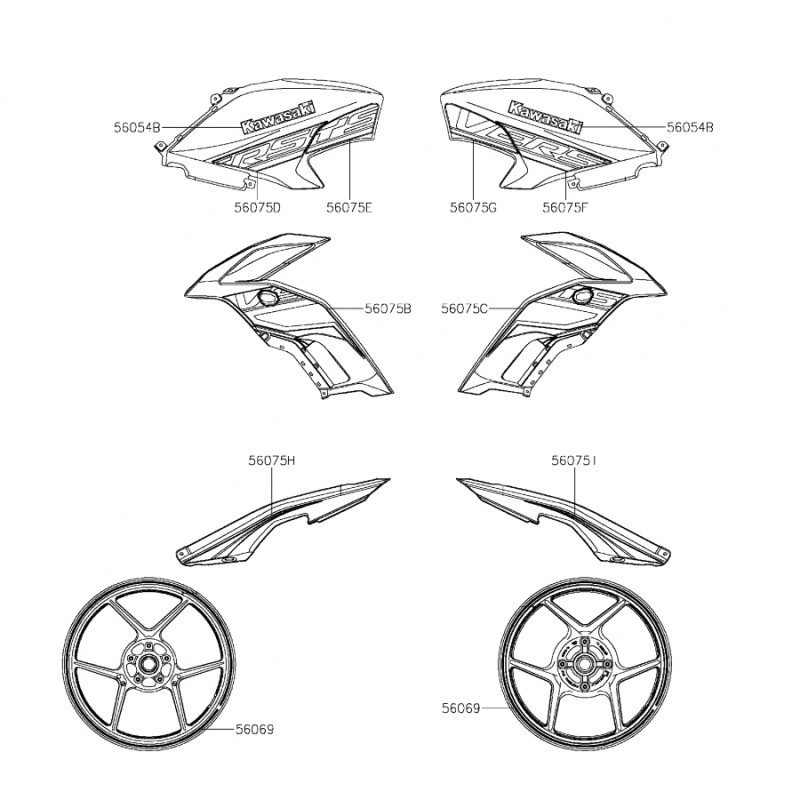 Комплект наклеек Kawasaki Versys 650 2019 Gray