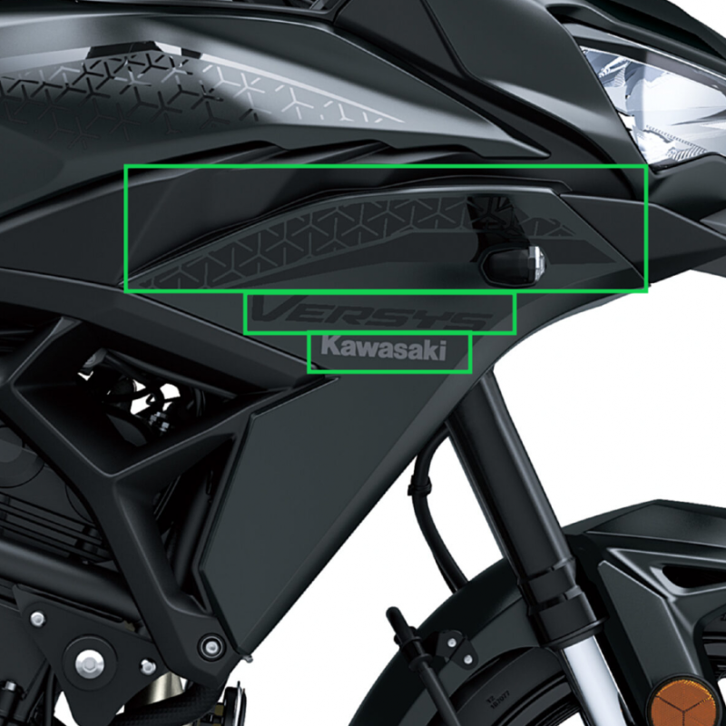 Комплект наклеек правого переднего бокового обтекателя Kawasaki Versys 650 BLACK 2022/2023