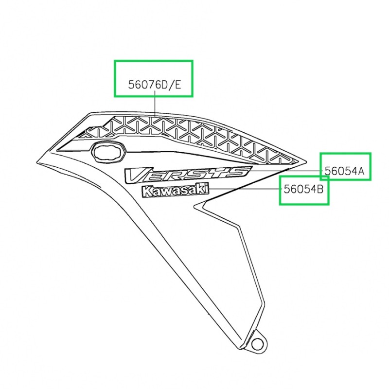 Комплект наклеек левого переднего бокового обтекателя Kawasaki Versys 650 BLACK 2022/2023
