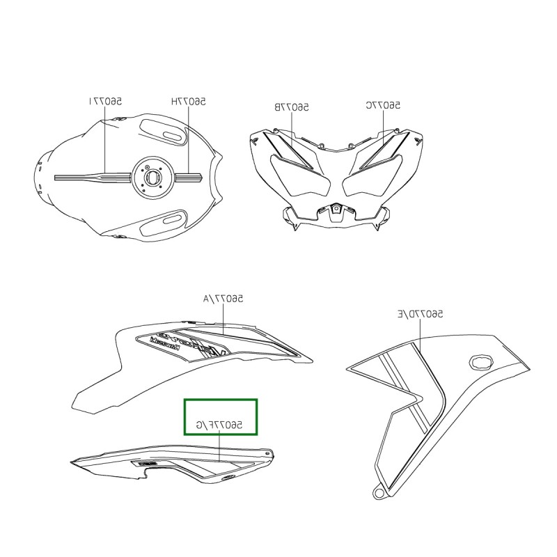 Наклейка правой задней панели Kawasaki Versys 650 GREEN 2024