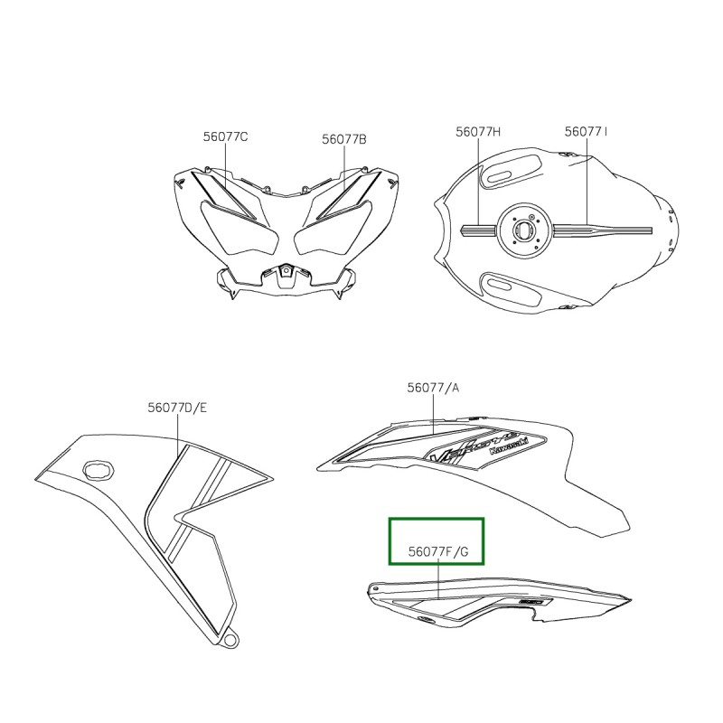 Наклейка левой задней панели Kawasaki Versys 650 GREEN 2024