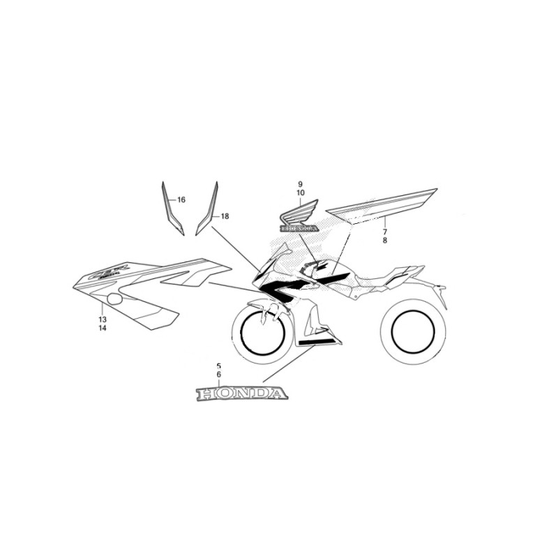 Комплект наклеек Honda CBR650R Red 2024 2025