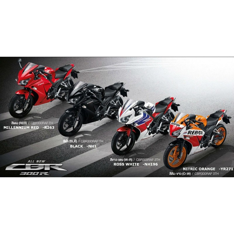 Декоративная полоса верхнего обтекателя Honda CBR300R Bicolor White/Red 2015