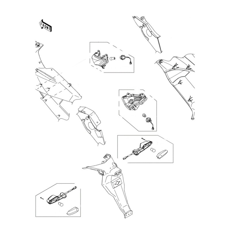 Правый передний указатель поворота Kawasaki ER6f Ninja 650R 2009/10/11