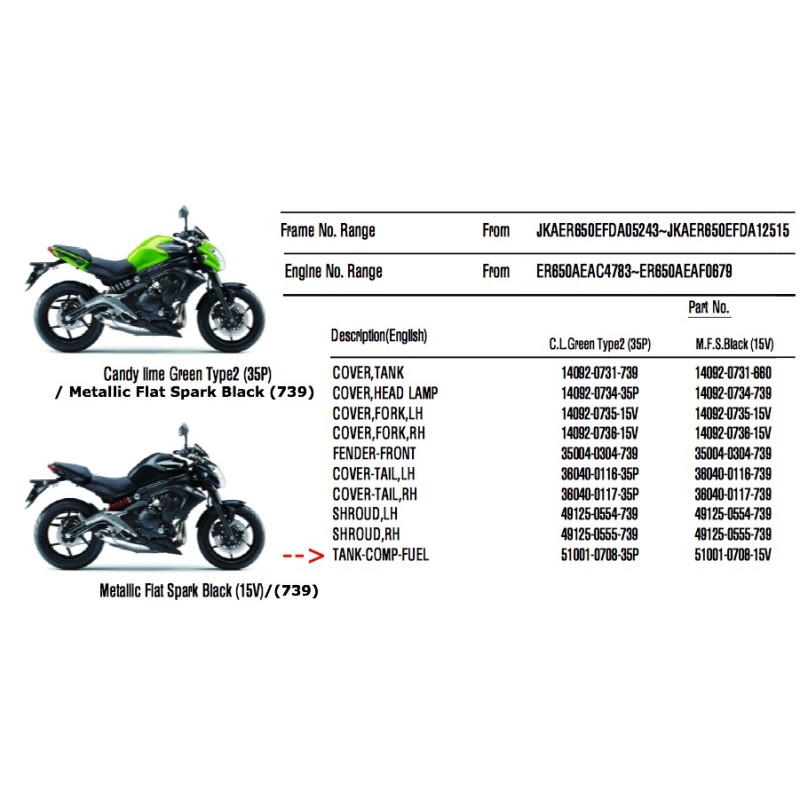 Топливный бак Kawasaki Er6n 650