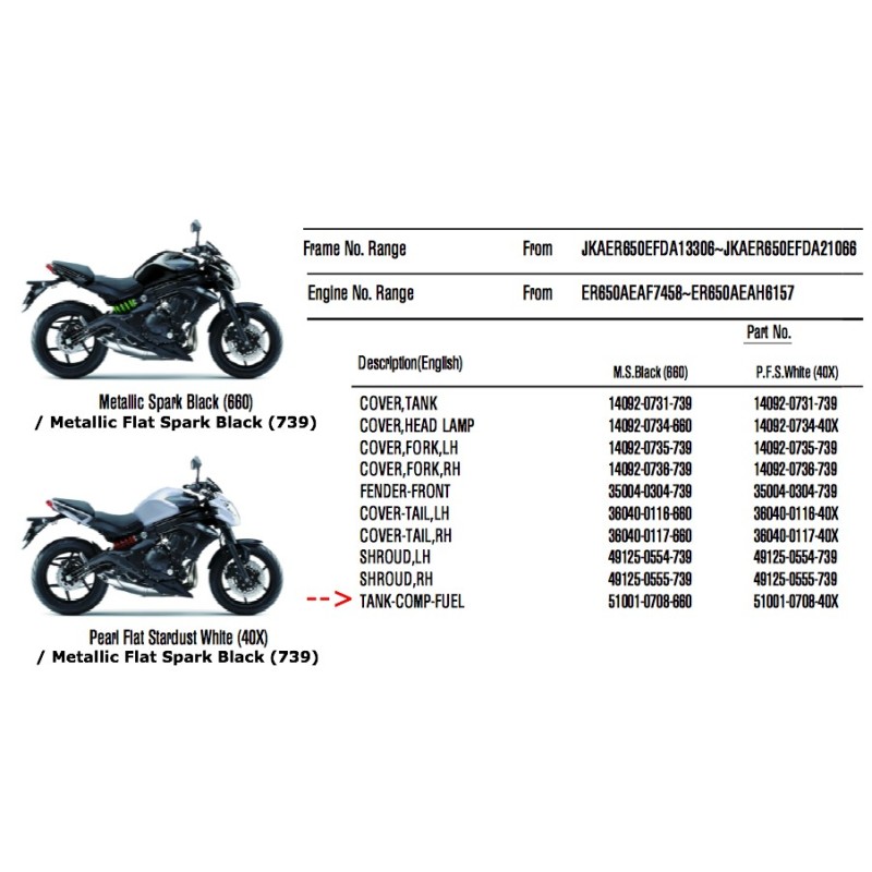 Топливный бак Kawasaki Er6n 650