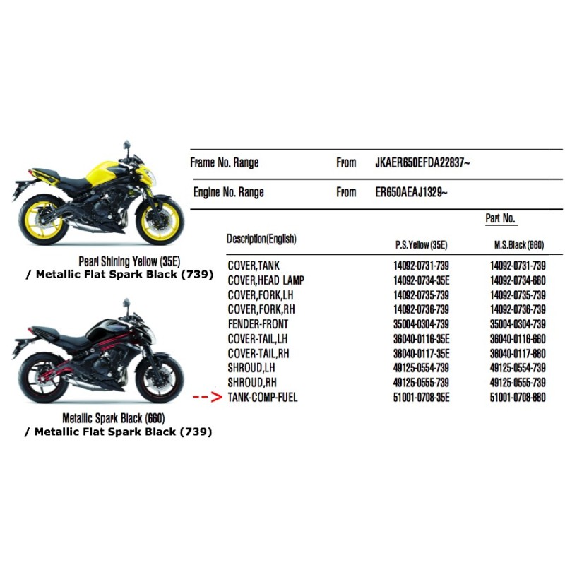 Топливный бак Kawasaki Er6n 650