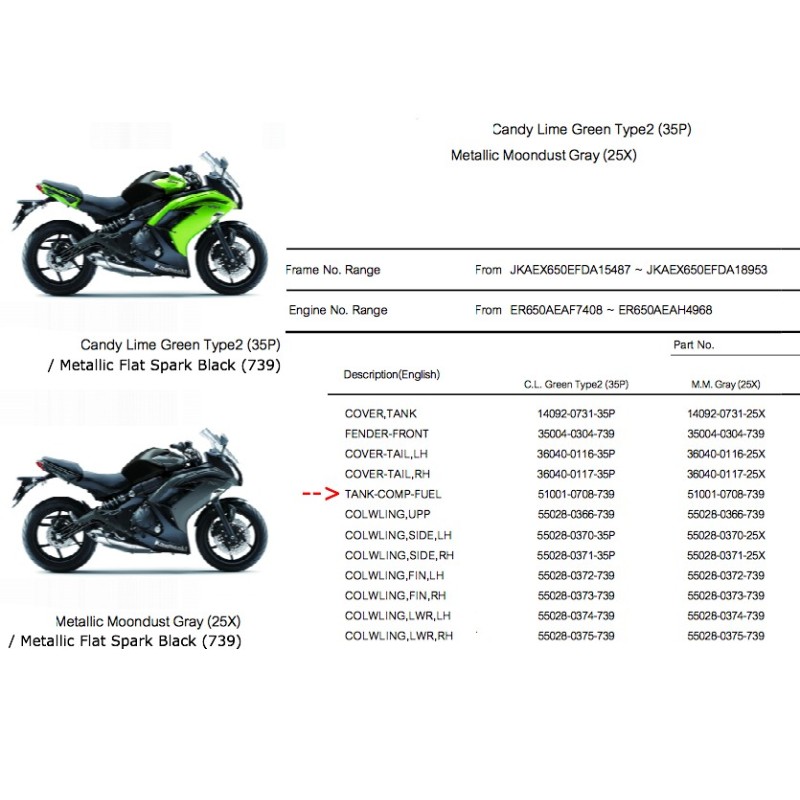 Топливный бак Kawasaki Ninja 650 Er6f