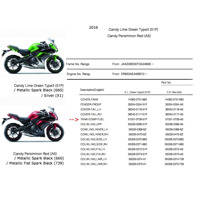 Топливный бак Kawasaki Ninja 650 Er6f