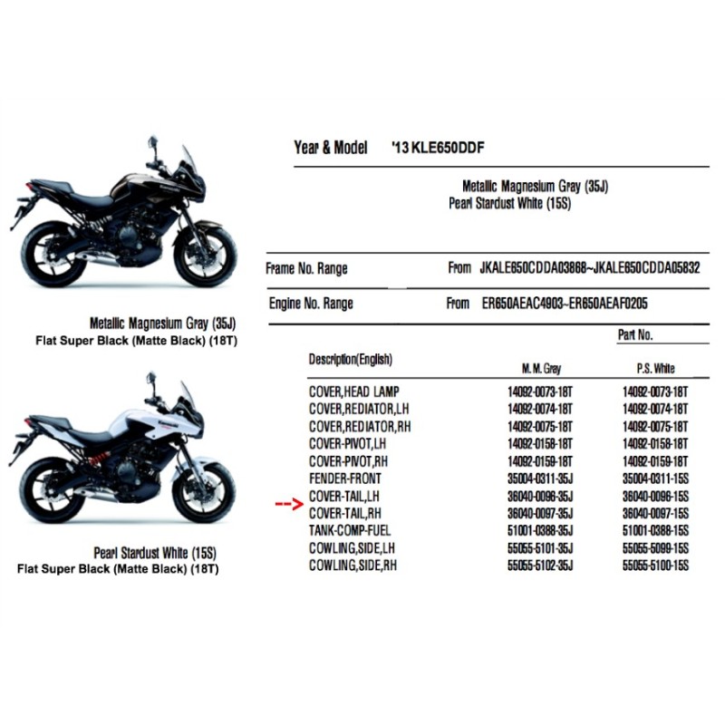 Левый задний обтекатель Kawasaki Versys 650