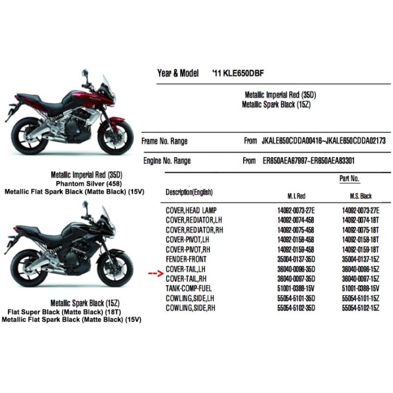 Правый задний обтекатель Kawasaki Versys 650