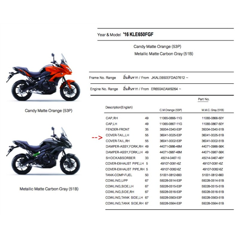 Правая задняя панель Kawasaki Versys 650 2015/2021