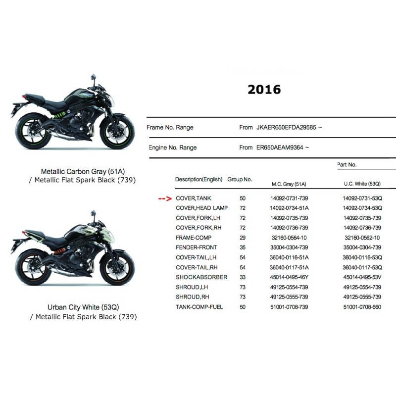 Накладка топливного бака Kawasaki Er6n 650