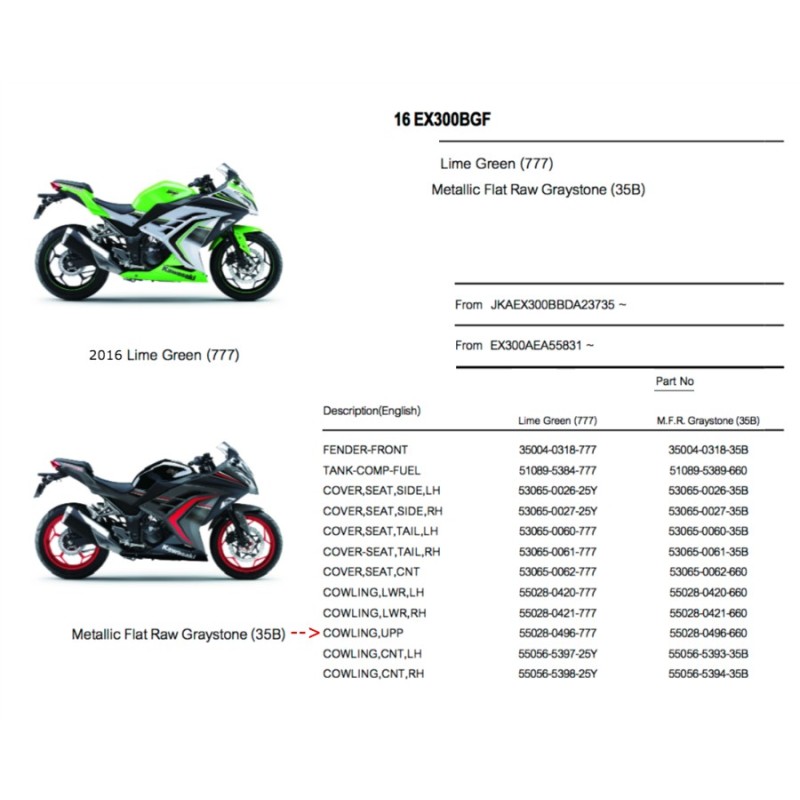 Верхний обтекатель Kawasaki Ninja 300