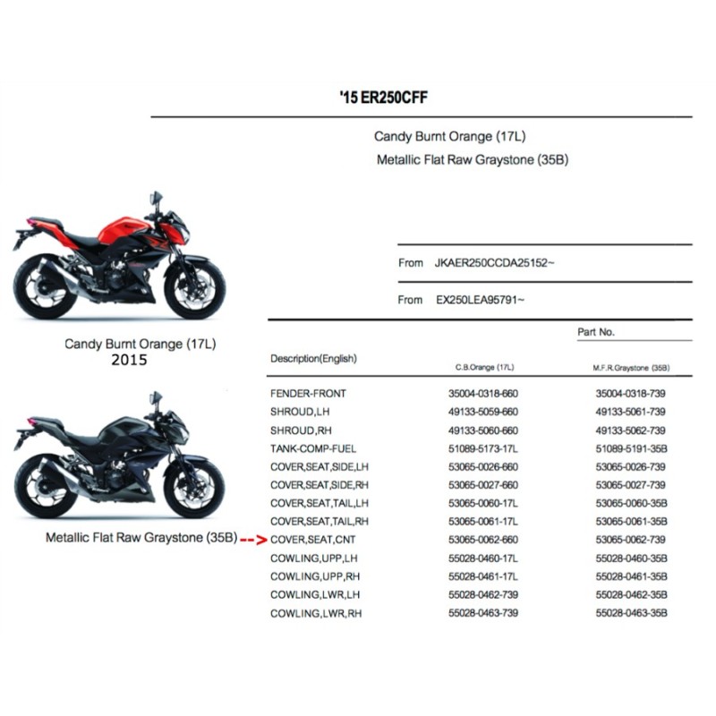 Центральная панель сиденья Kawasaki Z250