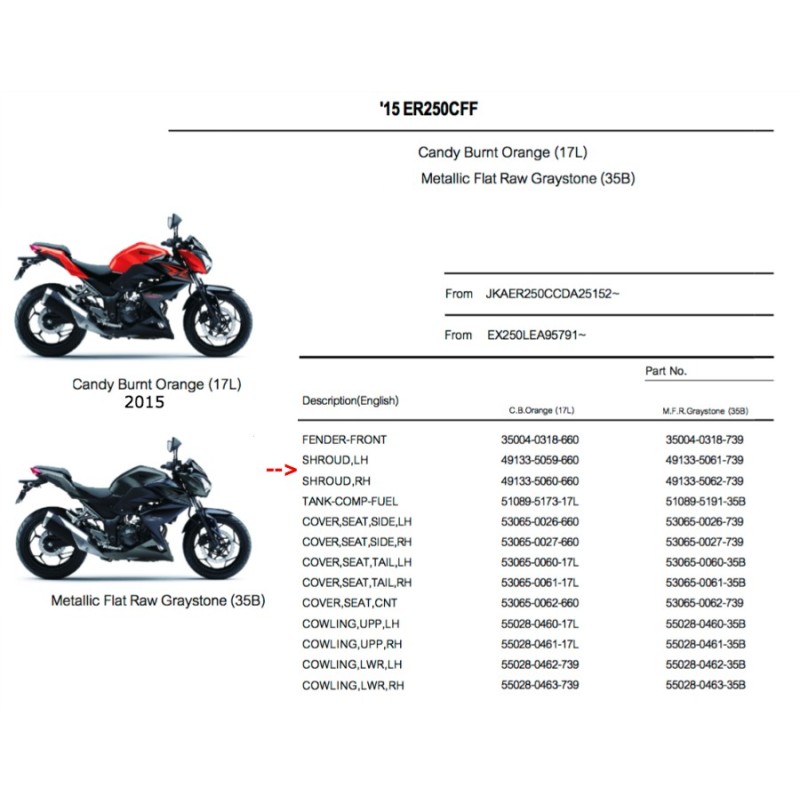 Правая облицовка Kawasaki Z250