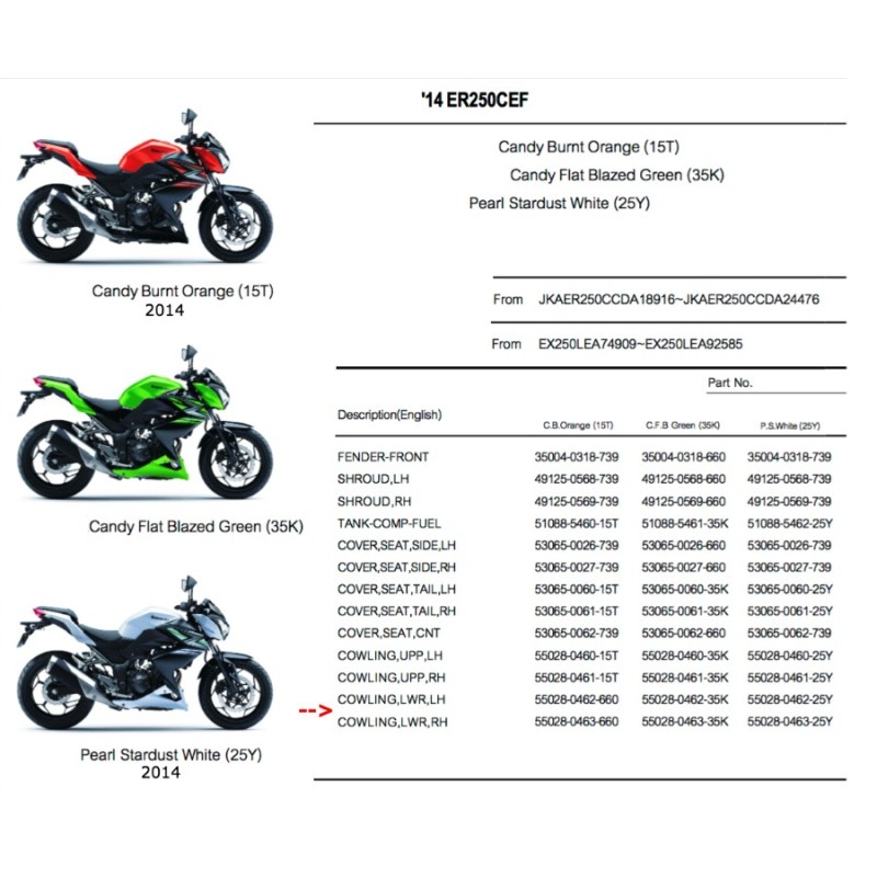 Правый нижний обтекатель Kawasaki Z250